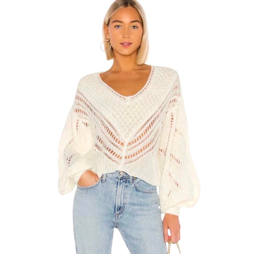 Free People Snowball Ivory Knit Sweater